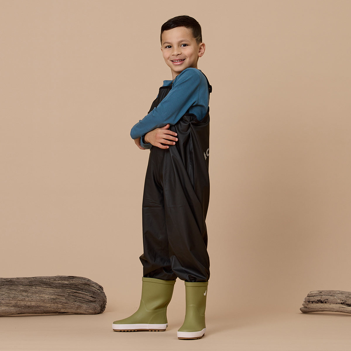 Crywolf Kids Rain Overalls Waterproof Adjustable Black 0-6