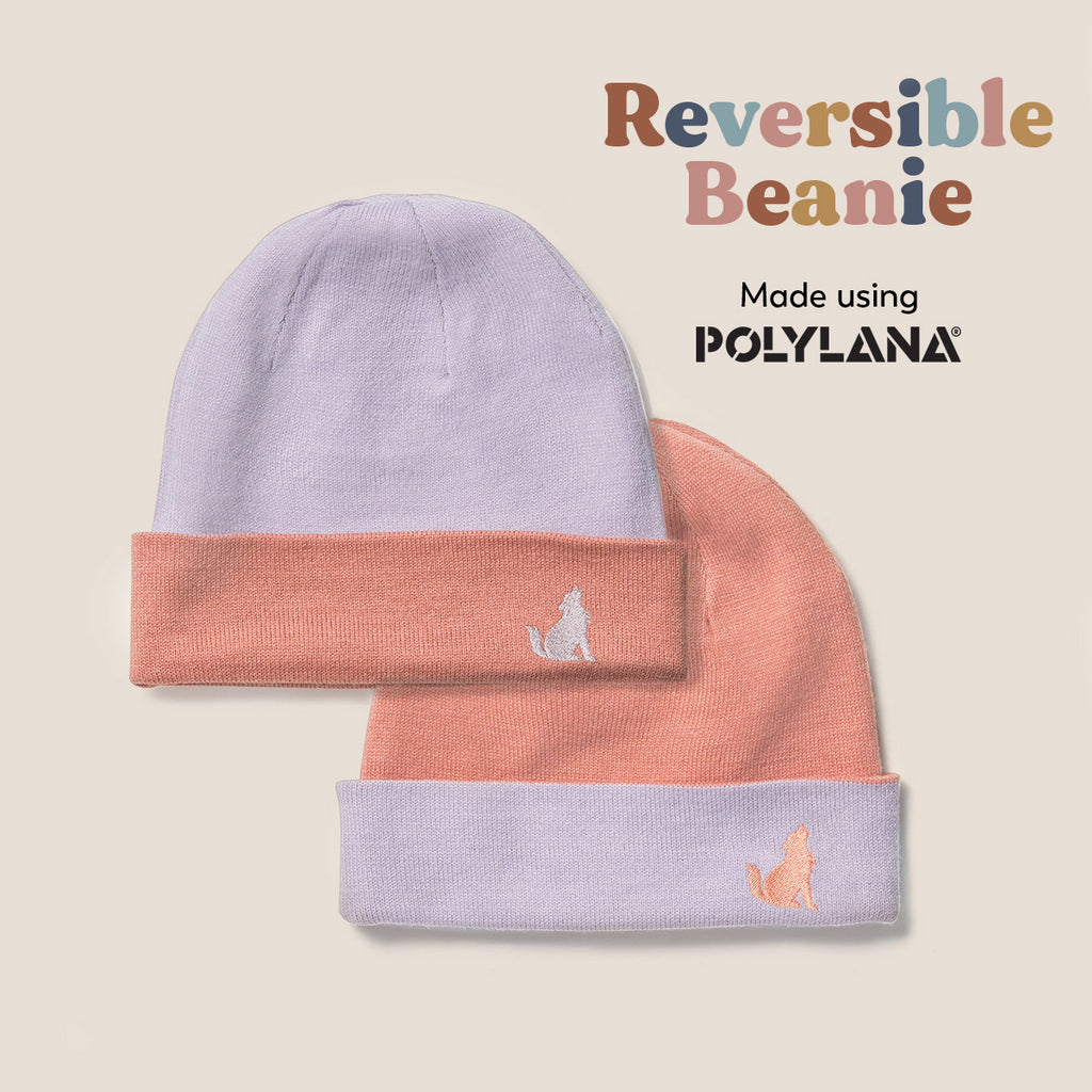 A Pair Of Crywolf Reversible Beanie Rose/Lilac - Front View