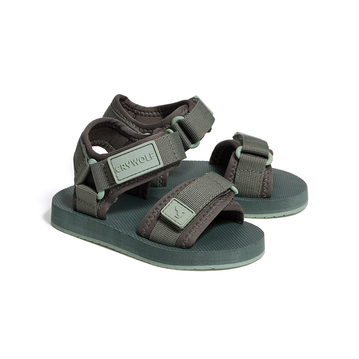 Crywolf Kids Beach Sandal | Adjustable Straps, Soft, Sole | Durable & Sustainable Materials | Grey/Green – CRYWOLF (NZ)